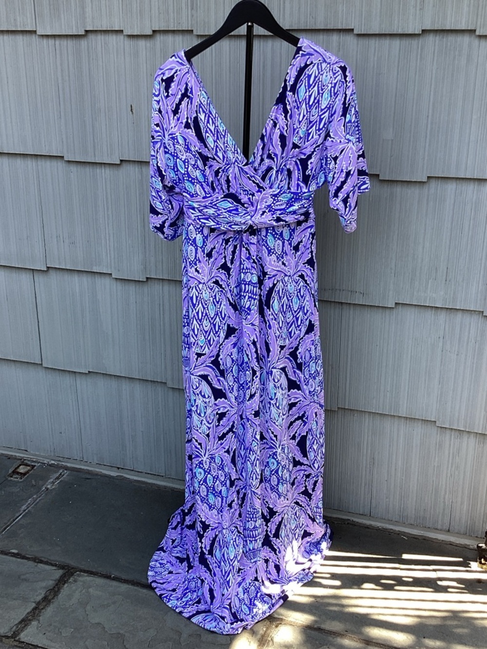 Lilly Pulitzer Lavender & Navy Printed Maxi Dress